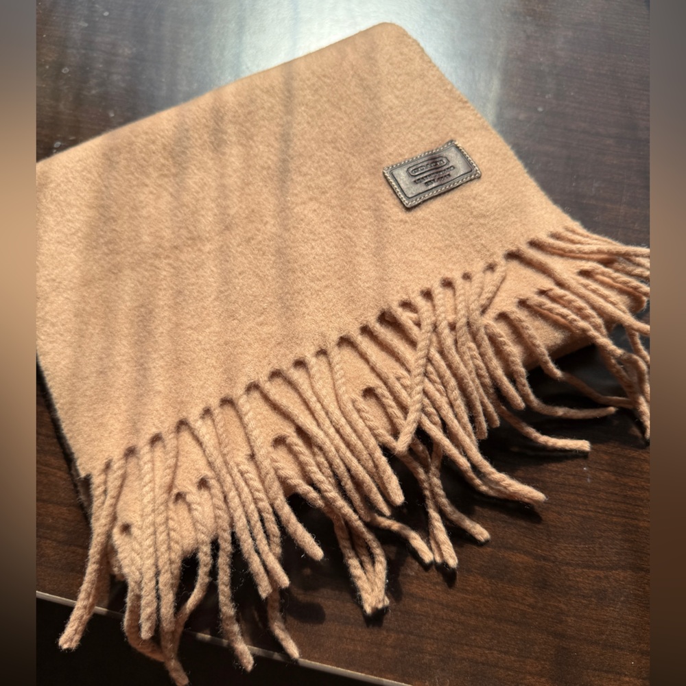 Coach Tan Wool/Cashmere Scarf.